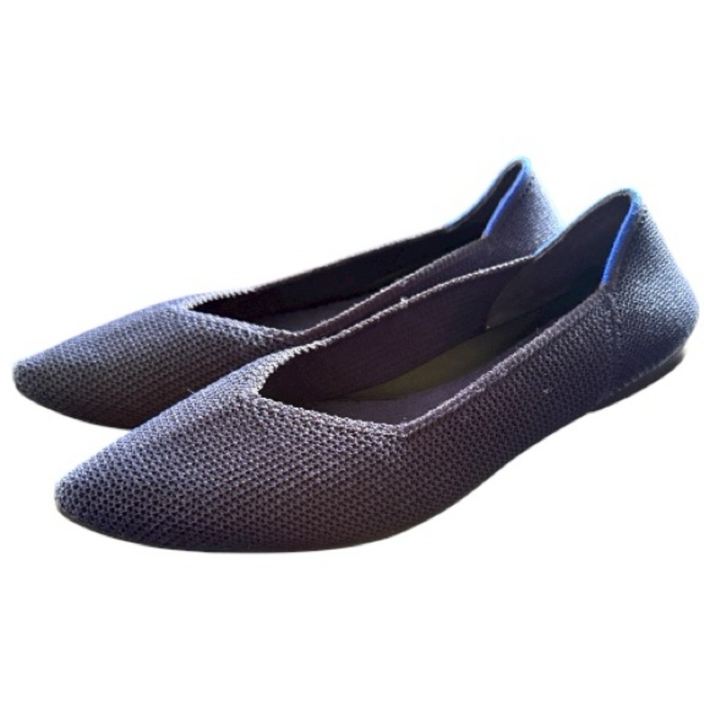 Women's Pointed Toe Knit Ballet Flats - Navy